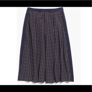Madewell Blue Silk Midi Skirt in Ascot Grid